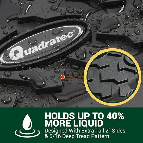 Quadratec Ultimate All Weather Rear Cargo Liner - Fits Jeep Wrangler JK 2007-2010 - with Subwoofer - Extra Tall Sides - 5/16 Deep Tread Pattern - Will Not Crack, Melt or Warp in Kuwait