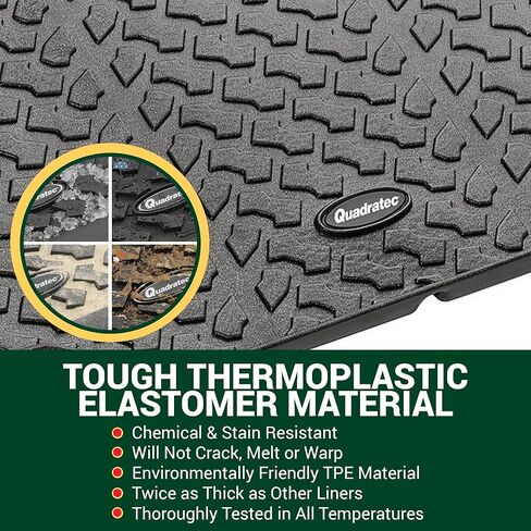 Quadratec Ultimate All Weather Rear Cargo Liner - Fits Jeep Wrangler JK 2007-2010 - with Subwoofer - Extra Tall Sides - 5/16 Deep Tread Pattern - Will Not Crack, Melt or Warp in Kuwait