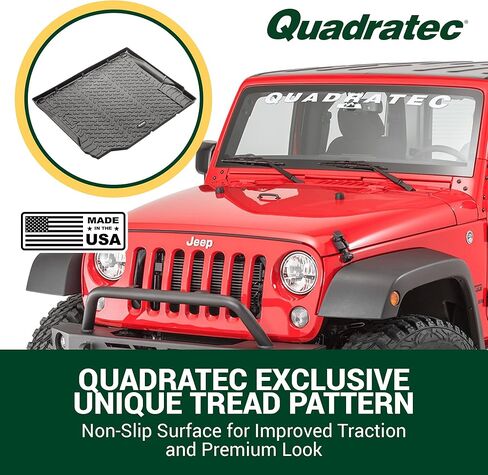 Quadratec Ultimate All Weather Rear Cargo Liner - Fits Jeep Wrangler JK 2007-2010 - with Subwoofer - Extra Tall Sides - 5/16 Deep Tread Pattern - Will Not Crack, Melt or Warp in Kuwait