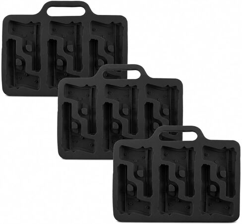 Black Silicone Gun Pistol Chocolate Mold Ice Cube Soap Tray Party 3 PACK Molds (Pistol) in Saudi Arabia