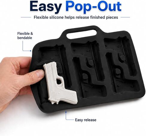 Black Silicone Gun Pistol Chocolate Mold Ice Cube Soap Tray Party 3 PACK Molds (Pistol) in Saudi Arabia