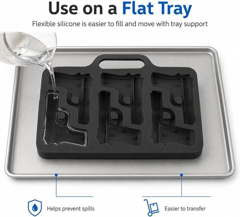 Black Silicone Gun Pistol Chocolate Mold Ice Cube Soap Tray Party 3 PACK Molds (Pistol) in Saudi Arabia