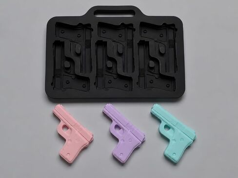 Black Silicone Gun Pistol Chocolate Mold Ice Cube Soap Tray Party 3 PACK Molds (Pistol) in Saudi Arabia