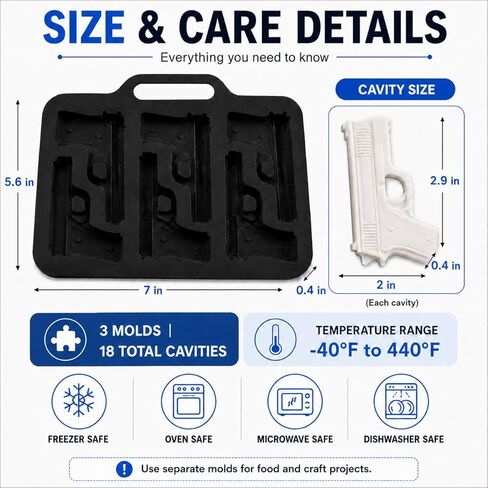 Black Silicone Gun Pistol Chocolate Mold Ice Cube Soap Tray Party 3 PACK Molds (Pistol) in Saudi Arabia