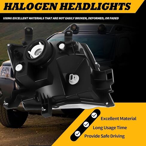 Halogen Headlight Compatible with Xterra 2005-2015 W/O Bulb Headlamp Black Housing Driver & Passenger Side White Corner Clear Lens 26060EA025 26010EA025 in Kuwait