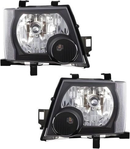 Halogen Headlight Compatible with Xterra 2005-2015 W/O Bulb Headlamp Black Housing Driver & Passenger Side White Corner Clear Lens 26060EA025 26010EA025 in Kuwait