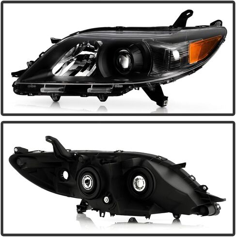 KEEKPO-For 2011-2020 Toyota Sienna Halogen w/o LED DRL مجموعة المصابيح الأمامية لجهاز العرض الأسود استبدال اليسار + اليمين in Kuwait
