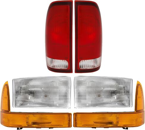 Garage-Pro Driver Passenger Side Headlights Assembly for Ford F-250 F-350 Super Duty Lariat XL XLT 1999-2001, Halogen With Bulbs Corner Light, Head Lights for Truck, Tail Light Replaces# 1C3Z13008AA in Kuwait