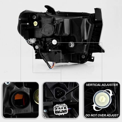 ACANII - For 2019-2020 Toyota Tundra OE مبيت أسود مع أنبوب LED DRL مجموعة المصابيح الأمامية للمصابيح الأمامية الجانب الأيسر للسائق in Kuwait