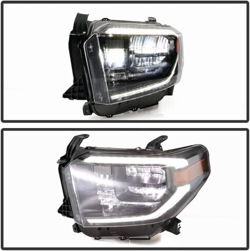 ACANII - For 2019-2020 Toyota Tundra OE مبيت أسود مع أنبوب LED DRL مجموعة المصابيح الأمامية للمصابيح الأمامية الجانب الأيسر للسائق in Kuwait