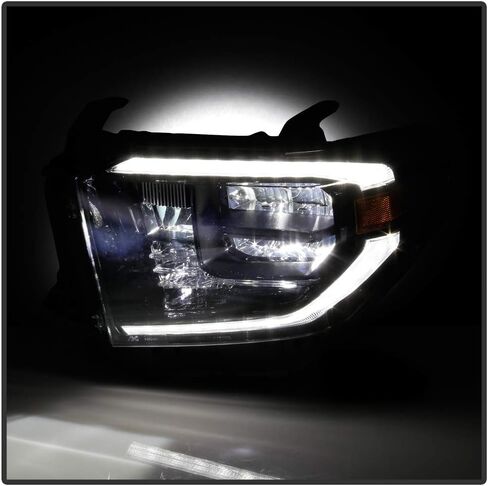 ACANII - For 2019-2020 Toyota Tundra OE مبيت أسود مع أنبوب LED DRL مجموعة المصابيح الأمامية للمصابيح الأمامية الجانب الأيسر للسائق in Kuwait