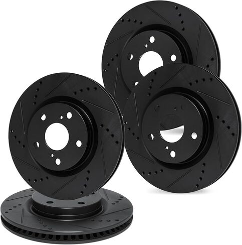 R1 Concepts Brake Rotors fits 1984-1988 Porsche 911| Drilled and Slotted Black Disc Brake Rotor Set: 11.0" Front & 11.0" Rear in Kuwait