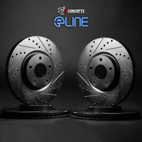 R1 Concepts Brake Rotors fits 1984-1988 Porsche 911| Drilled and Slotted Black Disc Brake Rotor Set: 11.0" Front & 11.0" Rear in Kuwait