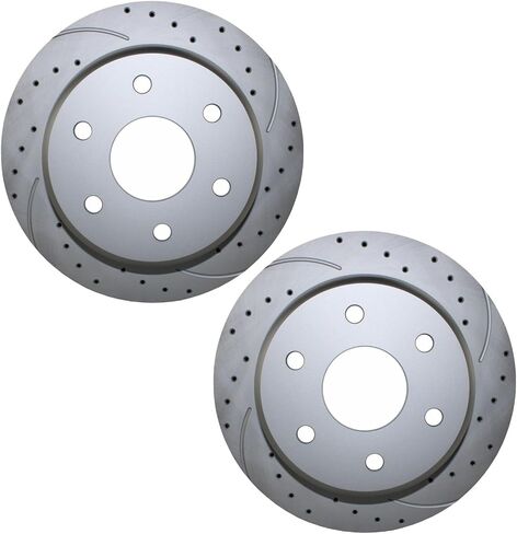 Rear Disc Brake Rotors, Set of 2 - Compatible with 2001-2005 Chevrolet Silverado 1500, 2001-2006 GMC Sierra 1500, 2000-2006 Chevrolet Tahoe, 2000-2006 GMC Yukon & More, 4WD in Saudi Arabia