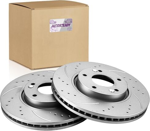 Front Brake Rotors Replacement for 2010 2011 2012 2013 2014 2015 Hyundai Tucson, for Hyundai Sonata Veloster, Kia Forte Koup Forte5 Rondo Optima Brakes, Drilled and Slotted Front 11.81" in Saudi Arabia