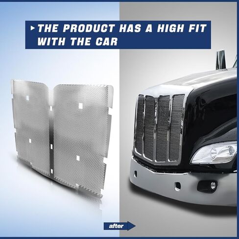 Chrome Front Hood Radiator Replacement Grille Bug Screen fit for 2013-2022 Peterbilt 579 in Saudi Arabia