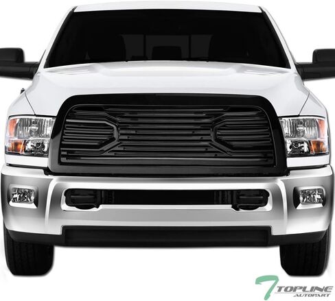 Glossy Black Big Horn Style Horizontal Front Hood Bumper Grill Grille Guard ABS With Shell Compatible With 10-18 Dodge Ram 2500/3500 / 4500/5500 in Saudi Arabia