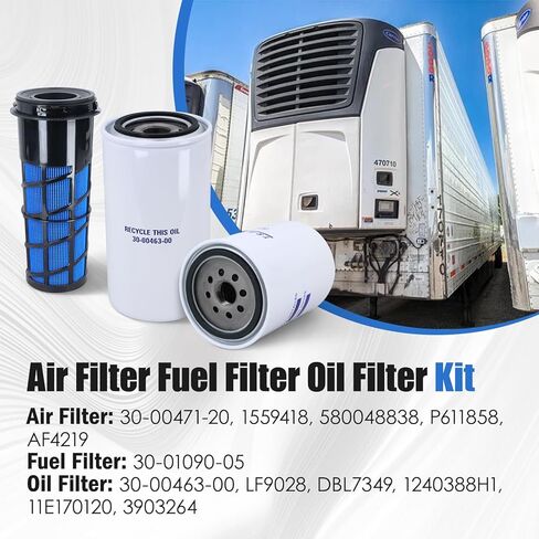 30-00471-20 30-01090-05 30-00463-00 Air Filter Fuel Filter Oil Filter Kit Compatible with Carrier Reefer 7300 7500 Reefer Unit Filter Kit Replaces P611858 1559418 FF5301 LF9028 DBL7349 in Kuwait