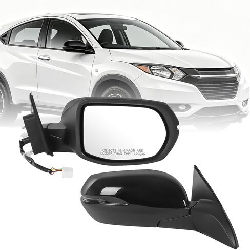 مرآة باب الرؤية الجانبية للراكب الأيمن JDMSPEED متوافقة مع Honda HRV HR-V 2016-2022 مع استبدال إشارات الانعطاف الزجاجية الساخنة القابلة للطي يدويًا #HO1321285 (6 دبابيس) in Kuwait