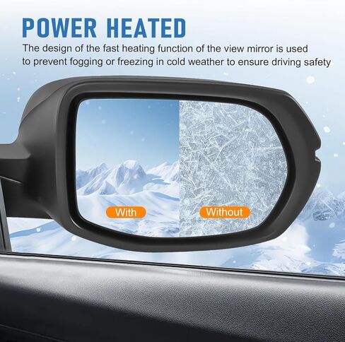مرآة باب الرؤية الجانبية للراكب الأيمن JDMSPEED متوافقة مع Honda HRV HR-V 2016-2022 مع استبدال إشارات الانعطاف الزجاجية الساخنة القابلة للطي يدويًا #HO1321285 (6 دبابيس) in Kuwait
