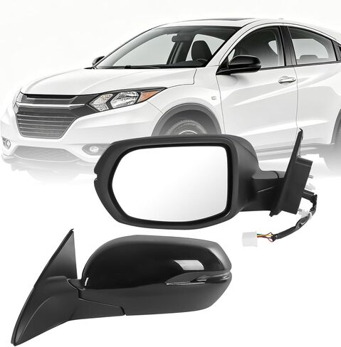 مرآة باب الرؤية الجانبية للراكب الأيمن JDMSPEED متوافقة مع Honda HRV HR-V 2016-2022 مع استبدال إشارات الانعطاف الزجاجية الساخنة القابلة للطي يدويًا #HO1321285 (6 دبابيس) in Kuwait