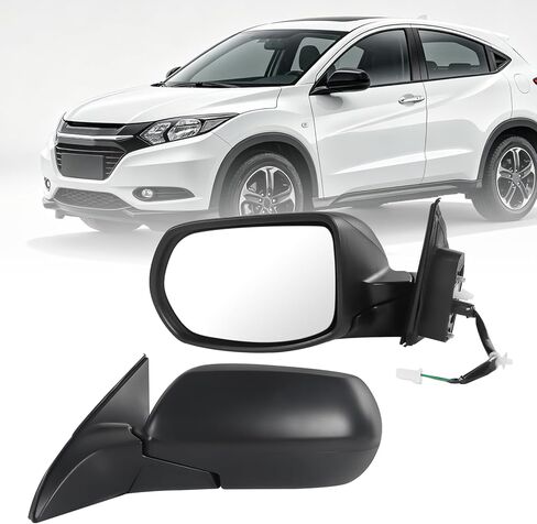 مرآة باب الرؤية الجانبية للراكب الأيمن JDMSPEED متوافقة مع Honda HRV HR-V 2016-2022 مع استبدال إشارات الانعطاف الزجاجية الساخنة القابلة للطي يدويًا #HO1321285 (6 دبابيس) in Kuwait