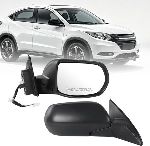 مرآة باب الرؤية الجانبية للراكب الأيمن JDMSPEED متوافقة مع Honda HRV HR-V 2016-2022 مع استبدال إشارات الانعطاف الزجاجية الساخنة القابلة للطي يدويًا #HO1321285 (6 دبابيس) in Kuwait