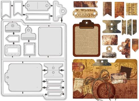 UNICRAFTALE 17Pcs Metal Cutting Dies File Pocket Die Cut Embossing Cutting Stencils Durable Notebook Dies for Card Making Paper Crafting Photo Frame Decor DIY Scrapbooking 18x12cm in Kuwait