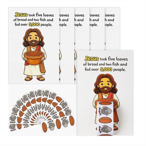 Sabary 36 Set Fish and Loaves Craft Teaching Tools for Sunday Vacation Bible School Activities DIY Reinforcing Jesus Feeding 5000 Bible Story Teaching Supplies for Church Christian VBS Gift in Kuwait