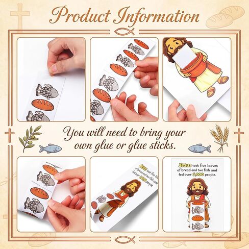Sabary 36 Set Fish and Loaves Craft Teaching Tools for Sunday Vacation Bible School Activities DIY Reinforcing Jesus Feeding 5000 Bible Story Teaching Supplies for Church Christian VBS Gift in Kuwait