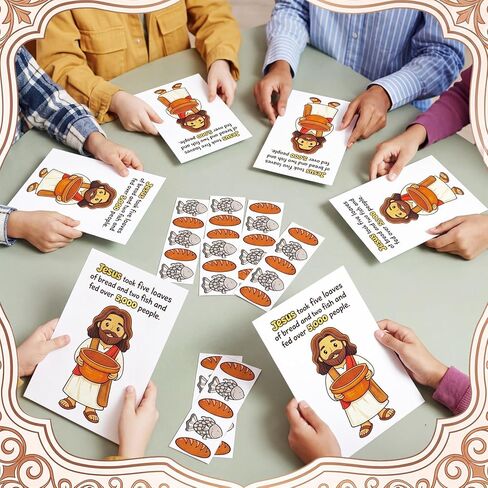 Sabary 36 Set Fish and Loaves Craft Teaching Tools for Sunday Vacation Bible School Activities DIY Reinforcing Jesus Feeding 5000 Bible Story Teaching Supplies for Church Christian VBS Gift in Kuwait