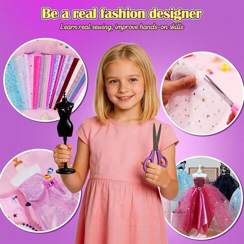 ONE TO FOUR 6 Mannequins Fashion Designer Kit for Girls - 1000+ Pcs No-Sew Arts and Crafts for Kids Ages 8-12, Kids Fashion Studio Sewing Kit, Luxury Gift Box for Birthday in Saudi Arabia