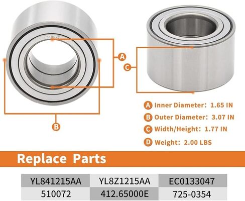 2PCS 510072 Front Wheel Bearing Assembly Compatible with 2001-2012 Ford Escape, 2001-2011 Mazda Tribute, 2005-2011 Mercury Mariner in Kuwait