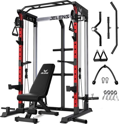 C21 Power Cage, 2000LBS Multi-Function Power Rack with Independent Dual Pulley System, All-in-One Squat Rack for Cable Crossover, Home Gym Workout Machine in Saudi Arabia