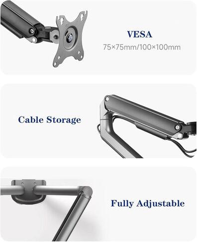 Monitor Mount Dual Monitor Stand for 17-32 Inch Screens, Dual Monitor Mount with VESA 75/100 mm, Height-Adjustable Monitor Desk Mount, Each Arm Supports up to 19.8 lbs Monitor Table in Saudi Arabia