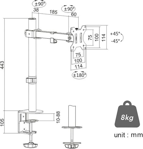 Universal Tv Stand Monitor Mount with Swivel, Tilt, Height Adjustable for 12-27 Inch Screens in Saudi Arabia