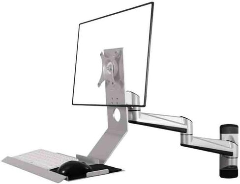Monitor Mount, Wall Mounted Monitor Stand with Double Arm and Single Screen, with 90° Folding Tablet Stand Monitor Desk Mount in Saudi Arabia