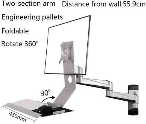 Monitor Mount, Wall Mounted Monitor Stand with Double Arm and Single Screen, with 90° Folding Tablet Stand Monitor Desk Mount in Saudi Arabia