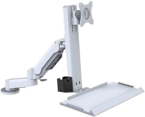 Monitor Arms White Dual Arm Table Style Monitor Stand with A Regular Tray that Can Rotate and Support Up to 25Kg Desk Accessories in Saudi Arabia