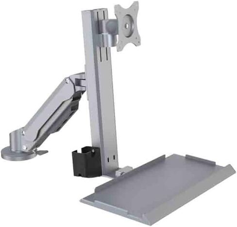 Monitor Mount, Silver Single Arm Monitor Stand for Clamping to the Table with Normal Shelf, Suitable for 15-32 Inches, Load Capacity 15 kg Monitor Desk Mount in Saudi Arabia