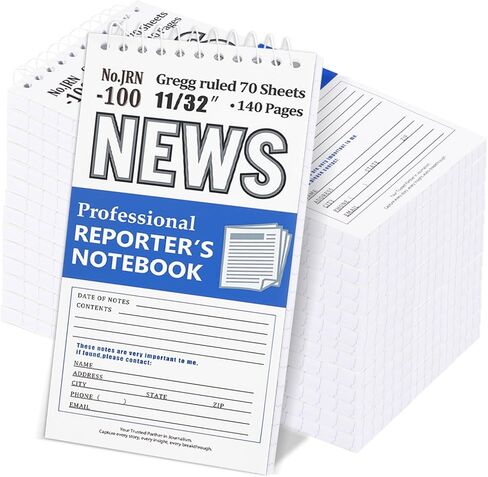 Yanflow Reporters Notebook 3-Pack, 4x8 Inch Spiral Journal with 100gsm Thick Paper, Gregg Ruled 140 Pages for Journalists Students Interviews On-the-Go Notes in Saudi Arabia