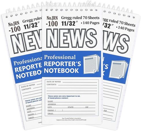 دفاتر ملاحظات Yanflow Reporters 3 عبوات، مجلة حلزونية مقاس 4 × 8 بوصة مع ورق سميك 100 جرامًا للمتر المربع، مسطرة جريج 140 صفحة للصحفيين والطلاب والملاحظات أثناء التنقل in Kuwait
