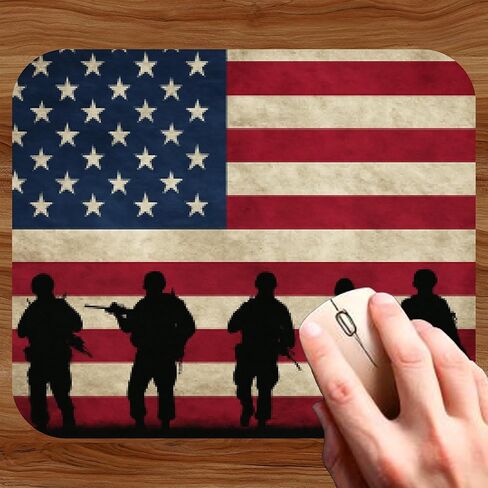 Veteran Soldiers USA Flag Rustic Tattered Patriotic Mouse Pad Mat Mousepad for Desk Computer Laptop PC Gaming Home or Office Gift for American Veteran MP151 in Saudi Arabia