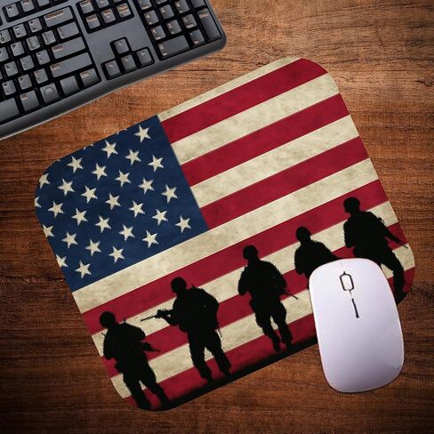 Veteran Soldiers USA Flag Rustic Tattered Patriotic Mouse Pad Mat Mousepad for Desk Computer Laptop PC Gaming Home or Office Gift for American Veteran MP151 in Saudi Arabia