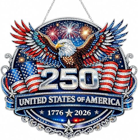 Nhuwijv Patriotic Diamond Art Wreath Kit Featuring Eagle Pattern, Diamond Painting Kits for Adults, 4th of July Home Decor and USA 250th Anniversary DIY Pearl Painting Craft in Saudi Arabia