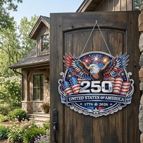 Nhuwijv Patriotic Diamond Art Wreath Kit Featuring Eagle Pattern, Diamond Painting Kits for Adults, 4th of July Home Decor and USA 250th Anniversary DIY Pearl Painting Craft in Saudi Arabia