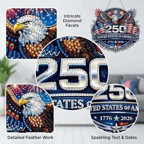 Nhuwijv Patriotic Diamond Art Wreath Kit Featuring Eagle Pattern, Diamond Painting Kits for Adults, 4th of July Home Decor and USA 250th Anniversary DIY Pearl Painting Craft in Saudi Arabia