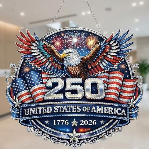 Nhuwijv Patriotic Diamond Art Wreath Kit Featuring Eagle Pattern, Diamond Painting Kits for Adults, 4th of July Home Decor and USA 250th Anniversary DIY Pearl Painting Craft in Saudi Arabia