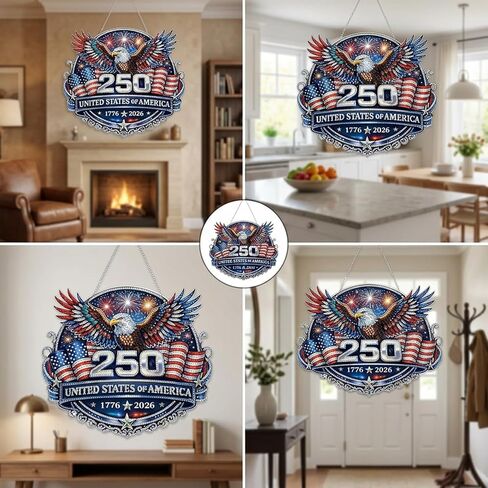 Nhuwijv Patriotic Diamond Art Wreath Kit Featuring Eagle Pattern, Diamond Painting Kits for Adults, 4th of July Home Decor and USA 250th Anniversary DIY Pearl Painting Craft in Saudi Arabia