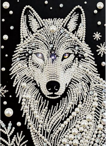 DIADAY 5D DIY Pearl Painting Kit for Adults Wolf, Pearl & Diamond Art Painting Special Shape Rhinestones, Relaxing 3D Relief Art Craft Home Wall Decor Gift, 12 × 16 Inches in Saudi Arabia